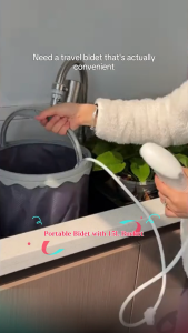 【WATER&PAPER SAING 】Portable Bidet With 15L Collapsible Bucket for Travel Camping & Home 2 Pressure Modes Rechargeable Bidet for Women& Men Personal Cleaning Toilet Sprayer Xmas Thanksgiving New Years Gift For Family & Friends