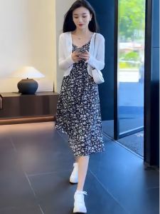 Summer Sun Protection Vintage Floral Print Wrap Dress