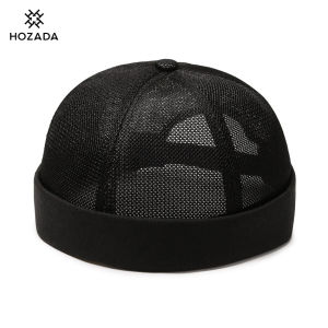 HOZADA Mens Hat Summer Mesh Patchwork Hat Breathable Mesh Brimless Street Hip-Hop Hat Personality Street Melon Skin Hat Hip Hop Street Dance Hat Melon Hat