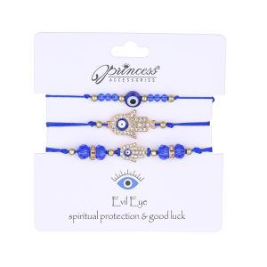 3Pcs Evil Eye Bracelet for Women Lucky Amulet Protection Rhinestone Flower Butterfly Handmade Adjustable Wristband Charm Jewelry