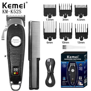 Kemei | Kemei KM-K52s Professional USB LCD Black Hair Clipper Fast Rechargeable High Speed Motor Cordless Electric Hair Clipper Trimmer