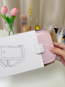 FOCANO Portable Makeup Mirror LED Fill Light Cosmetic Mirror With Jewelry Box Travel Makeup Pocket Mirror
