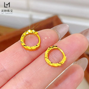 Shining Star Solid Gold Store 999 Ear Cuffs Earrings Fashion Simple Gift Solid Empty Ring Earrings Korean Style Alloy Ear Jewelry for Women