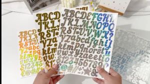 2.5cm 1inch diy holography shiny  26 Letter Sticker Number Alphabet Waterproof Personalized Stickers