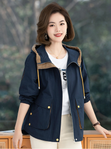 Fashionable Pure Cotton Mom Jacket Spring Autumn Womens Parka Coat Korean Style Elegant Middle-Aged And Elderly Outerwear