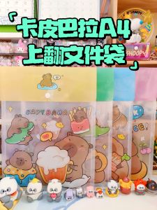 Cute Transparent PVC Water-Resistant Document Bag with Button A4 Flip-Up Student Storage Bag for Business And Cultural Supplies