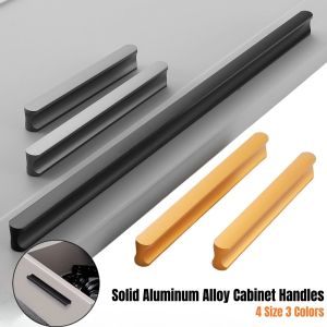 Modern Solid Aluminum Alloy Cabinet Handles with ScrewsSimple Furniture Door HandleKitchen Cupboard KnobWardrobe Drawer Pulls