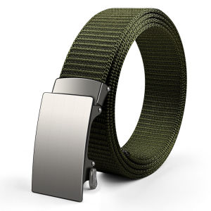 High-End Outdoor Casual Belt for Men Alloy Automatic Buckle Simple Trendy Mid-Young Adult Leather Waist Belt Fashion Accessory