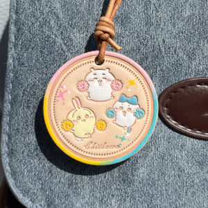 Exquisite Handmade Leather Keychain Bag Accessory Chiikawa Small Hanging Ornament Premium Cowhide Tanned Leather Bag Charm