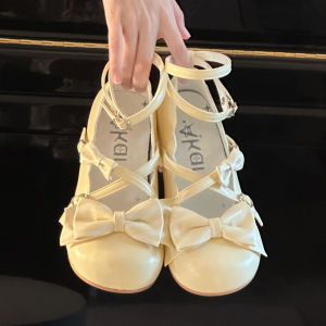 Giày Cao Gót Trung Bình Dễ Thương Butterfly Bow Của Poliqueen Star Akari Giày Lười Ngọt Ngào Đa Năng Cho Phụ Nữ Trẻ