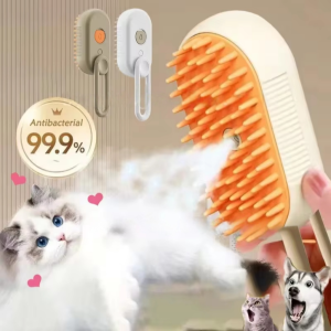 Massage brush with cat and dog spray steam brush 3 in 1 with button folding rotating floating used for hair removal