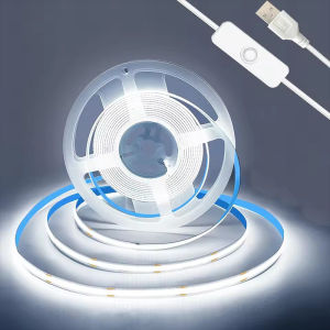 5V USB ON/OFF COB Strip 320Leds White/ Warm White Light for Home Decor Cabinet Lamp Flexible Ribbon Rope LED Light