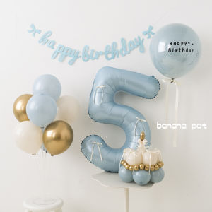 Blue Balloon Butterfly Knot Birthday Scene Decoration Pet Dog Cat Photography Props Banana Pet Supplies Festive Supplies