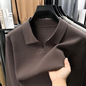 เสื้อสเวตเตอร์ผู้ชาย คอวี สีพื้น ผ้าเนื้อนุ่ม แบรนด์ระดับไฮเอนด์ แฟชั่นหนา อุ่น ปกเสื้อถัก สำหรับฤดูใบไม้ร่วงและฤดูหนาว