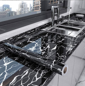 40cm Marble Aluminum Foil Wallpaper High Temperature Resistance Kitchen Stickers Self Adhesive Wallpaper PVC Bathroom Wall Sti