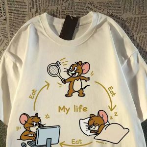 PAZHAOLANG | Overweight Friendly Cat and Jerry Printed T-Shirt Short Sleeve
