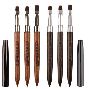 1 ชิ้นเล็บแปรงไม้ Handle Anti-Slip ภาษาฝรั่งเศสคําเส้นดอกไม้จิตรกรรมแปรง DIY Fine รายละเอียดเล็บเครื่องมือ