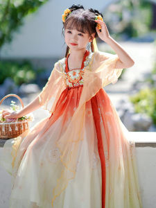 Elegant Summer Princess Dress for Girls Traditional Chinese Costume Childrens Ancient Fairy Tale Skirt Age 3-14 Girls Hanfu