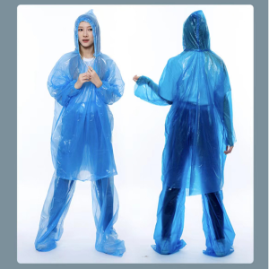 Large thickened reusable raincoat Adults and children long full body rain proof transparent separation set foot binding rain pants