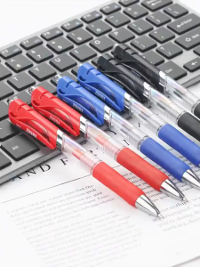 Retractable Gel Pen0.5mm Carbon Press Bullet Head Neutral Water Pen black red blue ballpen