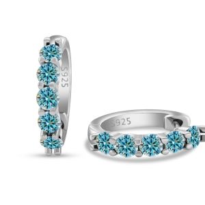 3mm Full Moissanite Earrings for Women Lab Diamond 10 Stone Ear Studs 925 Sterling Silver Earring Jewelry with Certificate
