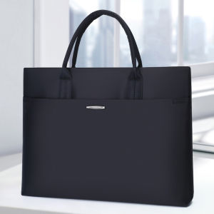 Business Oxford Cloth Briefcase Large Capacity Storage Bag A4 Document Bag Womens Style with Water Cup Position Thickened Meeting Bag Zipper Bag