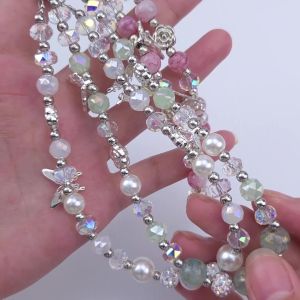 Phone Chain Wristlet Beaded Cell Phone Lanyard Wrist Strap Detachable Cute Phone Charm For Phone Case With Clear Phone Patches