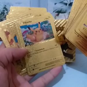 1 Box Mainan Kartu Pokemon Foil Emas Logam Bahasa Inggris Anime Charizard Pikachu Trainer Card Koleksi Game Battle Booster Mainan Trading Card