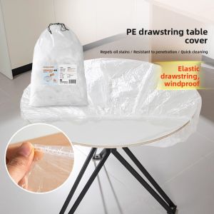TEMEIJU | Disposable Round Elastic Tablecloth Red Thick Home Outdoor Cleaning Table Cover