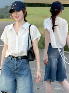 Collar Thin New Pretty Slim Breathable Womens Short Sleeve Shirt