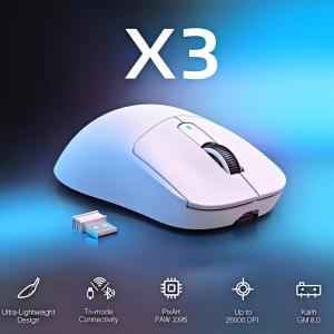 ATTACK SHARK | ATTACK SHARK X3 Wireless Gaming Mouse PAW3395 Superlight Tri-Mode Bluetooth/2.4G Wireless/Wired DPI up to 26000 200 h Battery