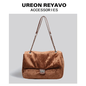 Ureon Reyavo Fancy Large Capacity Idle Style Velvet Tote Bag Female Autumn and Winter Wild Commuter Shoulder Bag