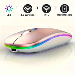Rechargeable Wireless Mouse Bluetooth-compatible 2.4GHz Dual Modes Computer Mice with Nano Receiver for PC Laptop Macbook