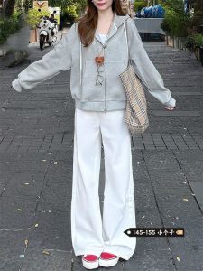 High Waist Straight Leg Loose Wide Leg Jeans Womens Casual Slimming Jeans White Versatile Jeans Bootcut Trousers