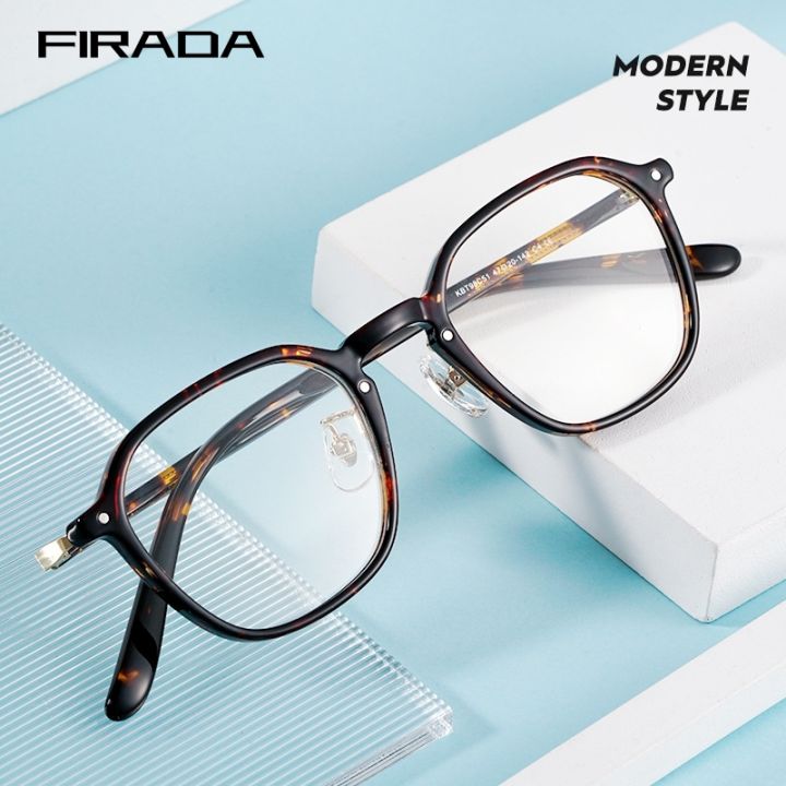 FIRADA Fashion Eyewear Frames Retro Square Acetate Fiber Eyeglasses