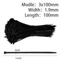 1000/100Pcs Self-Locking Plastic Nylon Tie Black Zip Wraps Strap Cable Tie Set Fastening Ring Loop Wire Wrap For Home Bundles. 