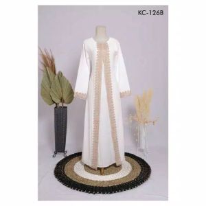 Abaya coklat gamis putih tulang gamis wanita baju gamis kondangan  baju putih