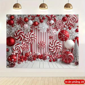 VIKAMA Kẹo Giáng Sinh Đảng Tấm Thảm Polyester Phòng Khách Tính Năng Trang Trí Tường Phòng Trẻ Em Phòng Ngủ Lối Vào Treo