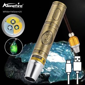 Alonefire SV123 3-In-1 LED Jade Detector Light UV 365nm Emerald Jewelry Gems Amber Identification Flashlight Cat Dog Pets Stain Tinea Check lamp