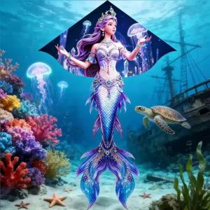 Diều Hình Cá Nàng Tiên Cá Cho Bé Gái Chất Liệu Nylon Đồ Chơi Ngoài Trời Bộ Diều Hình Chim Kèm Dây 100m Diều Hình Hoạt Hình Dành Cho Độ Tuổi Từ 14 Trở Lên