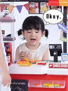 Pretend Play Fried Chicken Trolley Shop Cooking Toy Large Size 102cm Food Store Toy Birthday Gift