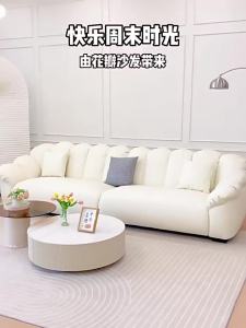 Top layer cowhide r minimalist modern light luxury Italian style living room small apartment al leather sofa