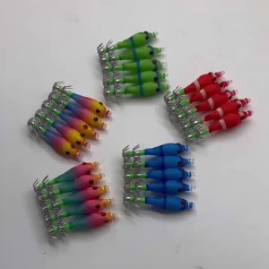 5Pcs Soft Squid Jig Lures - 3.1g 60mm Glow in The Dark Artificial Bait Hooks Floating Rubber Fishing Tackle for Squid