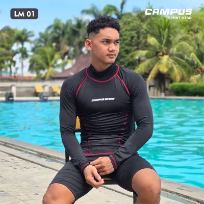 LM01 Baju Baselayer Pria Manset Renang Outdoor Rashguard Wetsuit Lycra Maxpower
