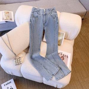 Quần Jeans Nữ Ống Loe Cạp Cao Ôm Dáng Quần Jeans Nữ Xuân Thu Quần Denim Ống Loe Ôm Dáng Quần Denim Cạp Cao Ôm Dáng