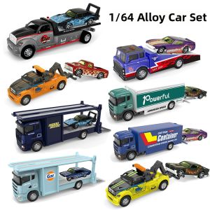 Recovery Tow Transport Car Engineering Vehicle Set 1/64 Scale