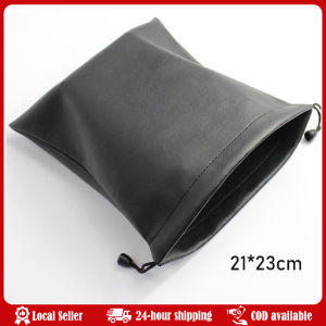 21*23CM Drawstring Travel Bag Large Capacity Headphone Storage Pouch Lightweight Dust-proof Small Item Organizer Women Men Need Bags Draw String Bag Headphone Bags Durable Black Dust-proof Drawstring Bag PU Leather Headset Bag Durable Multi Purpose Storag