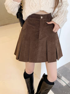 High Waist Corduroy Pleated Skirt Womens Autumn Winter plus Size College Style Hip Covering Short Skirts Fashion Sensation