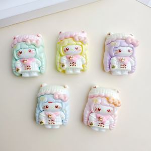 New Cute Kt Cat Resin Accessories Handmade Diy Hair Clip Elastic Band Water Cup Sticker Fashionable Jewelry Accessories