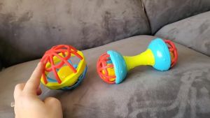 Baby Rattle Toy Soft Silicone BPA Free Teether Toys for Baby Teether Educational Sound Soft Ball Hammer Dumbbell